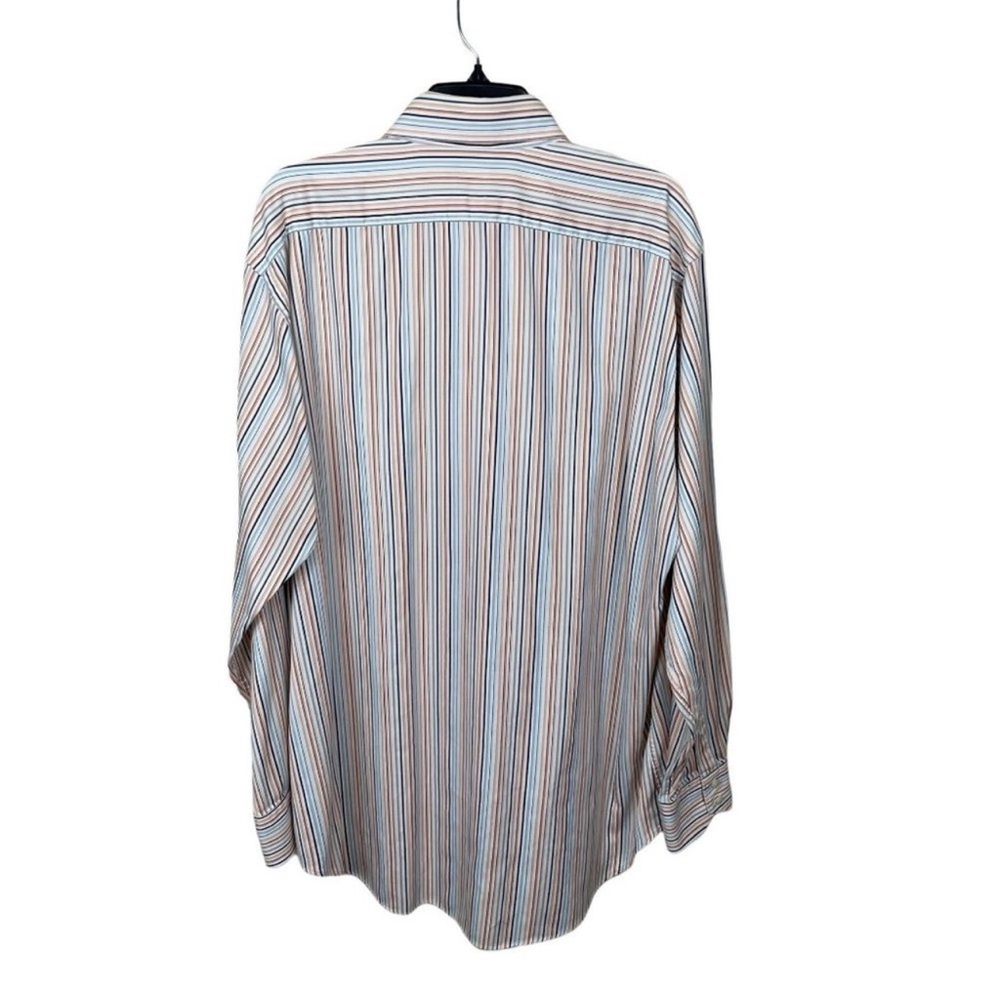 Thomas Dean orange white striped flip cuff long sleeve button up shirt size XXL - Picture 3 of 6